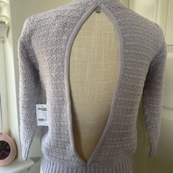Charlotte Russe | NWT Lilac Glitter Crochet Open Back Sweater Y2K Pastel, Size S - Picture 4 of 8